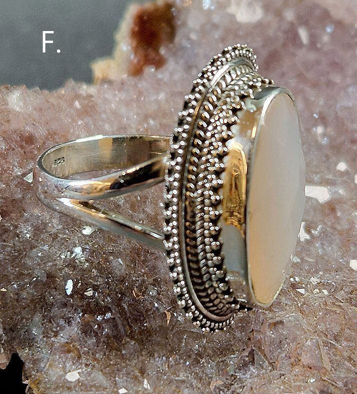 Filigran Ring Silver - Rosenkvarts Cabochon - 6 sorter - 13