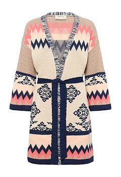 CULIO ETHNIC KNIT CARDIGAN WO - CREAM