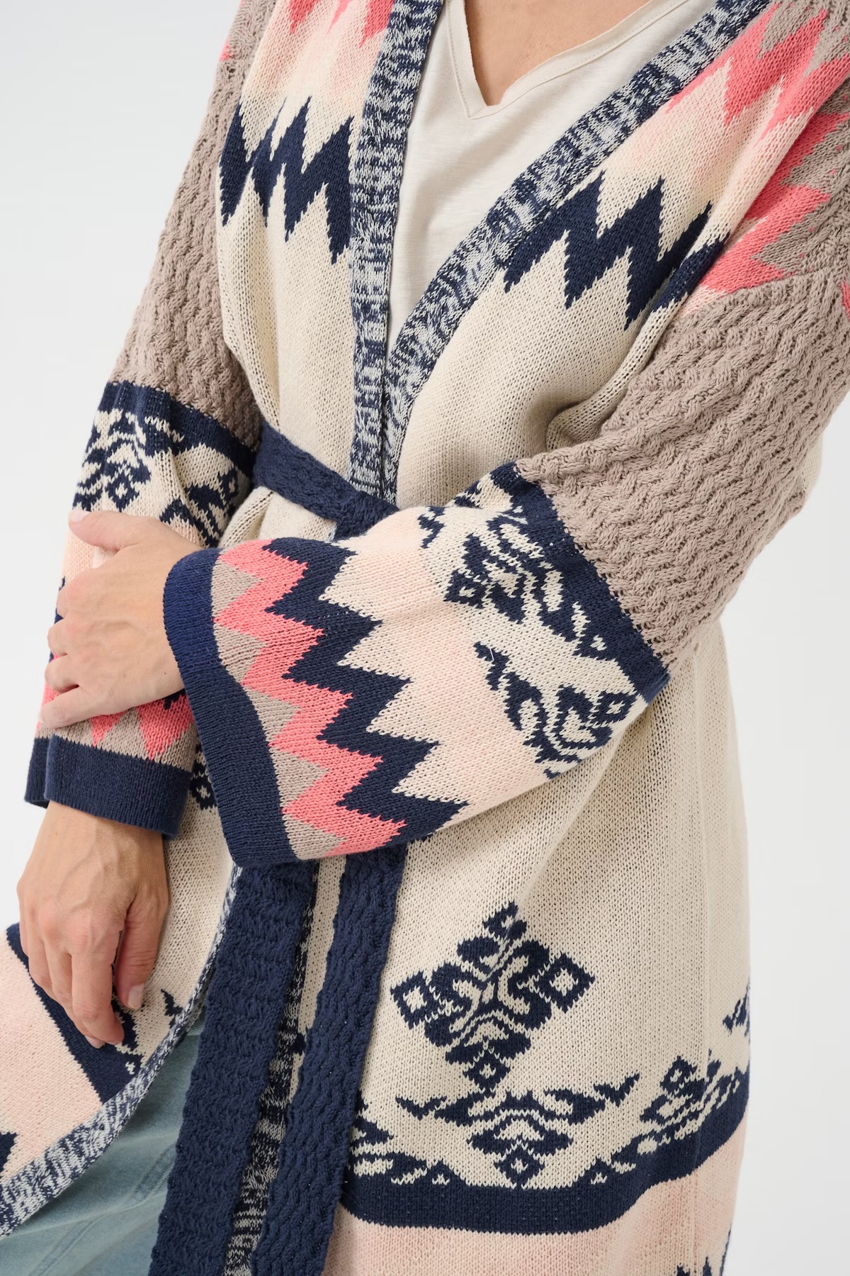 CULIO ETHNIC KNIT CARDIGAN WO - CREAM - 2