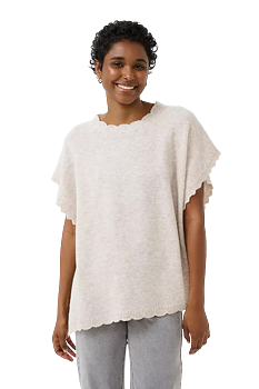 DAMMI KNIT PONCHO - CREAM - STRING MELANGE