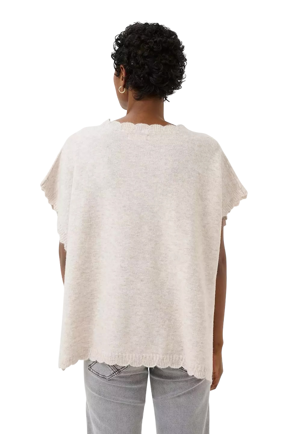 DAMMI KNIT PONCHO - CREAM - STRING MELANGE - 2