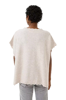 DAMMI KNIT PONCHO - CREAM - STRING MELANGE