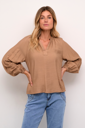 MILA BLOUSE - CREAM - CINNAMONN SWIRL - 3