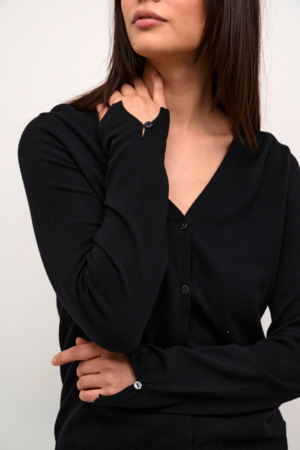 DELA KNIT CARDIGAN - CREAM - PITCH BLACK - 3