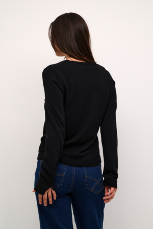 DELA KNIT CARDIGAN - CREAM - PITCH BLACK - 4