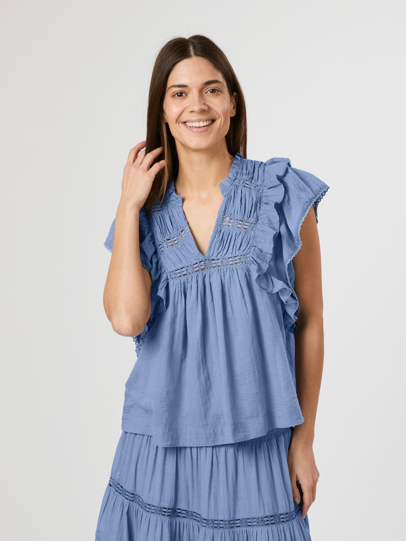 Jayla S Voile Top Smoke Blue - 3