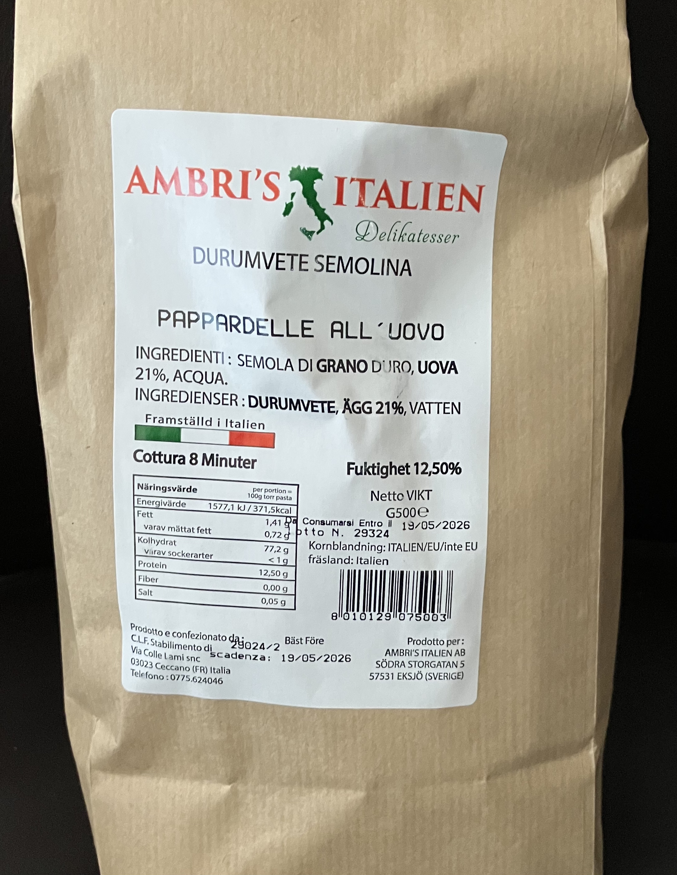 Ambris Äggpasta Pappardelle All´Ouvo 500g - 4