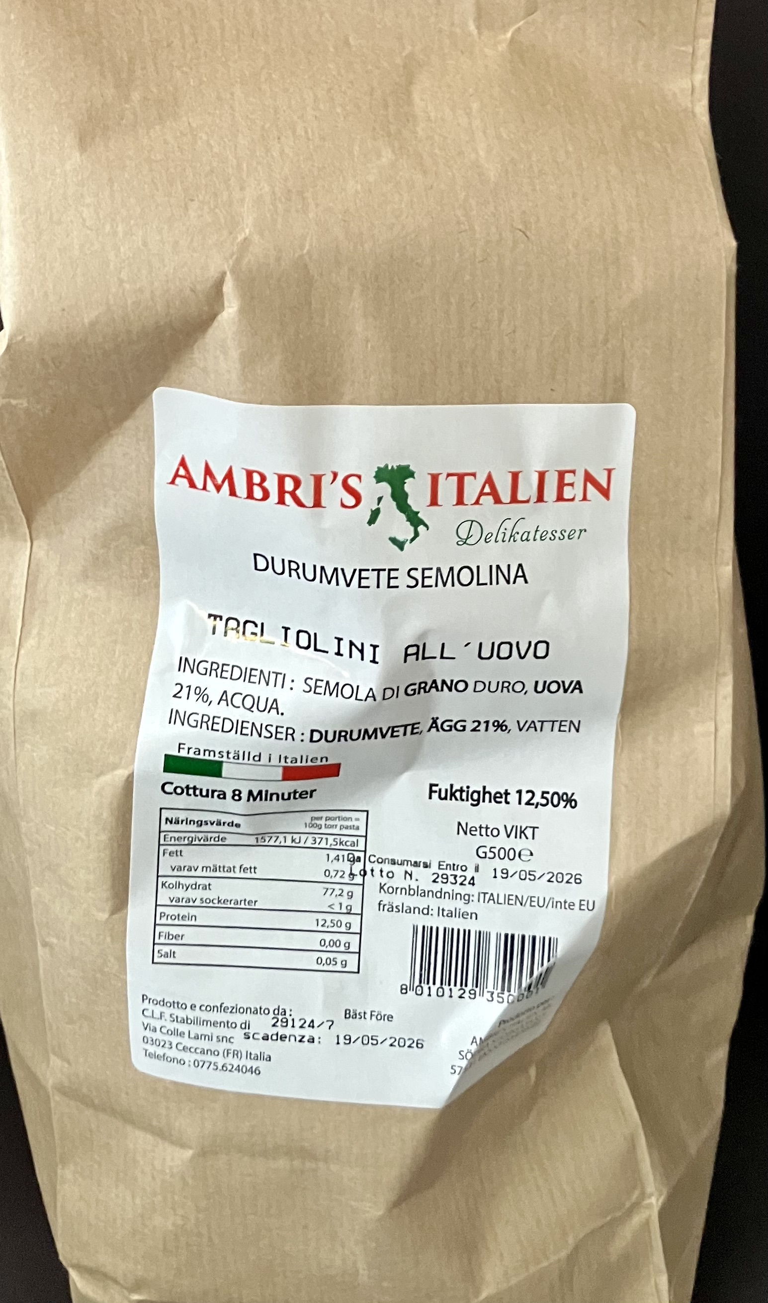 Ambris Äggpasta Tagliolino All´Ouvo 500g - 4