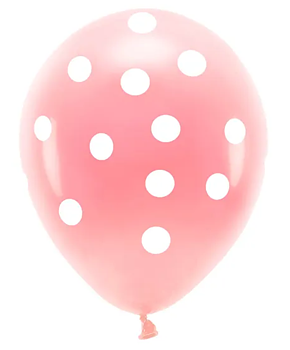 Rosa ballong med vita prickar