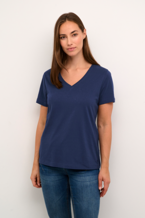 NAIA T-SHIRT - CREAM - NAVY BLAZER - 3
