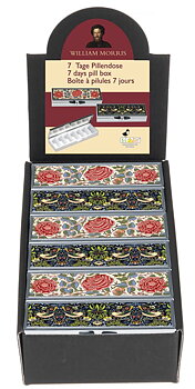 7-dages pilleæske med spejl,  William Morris, Borddisplay, 18 stk.