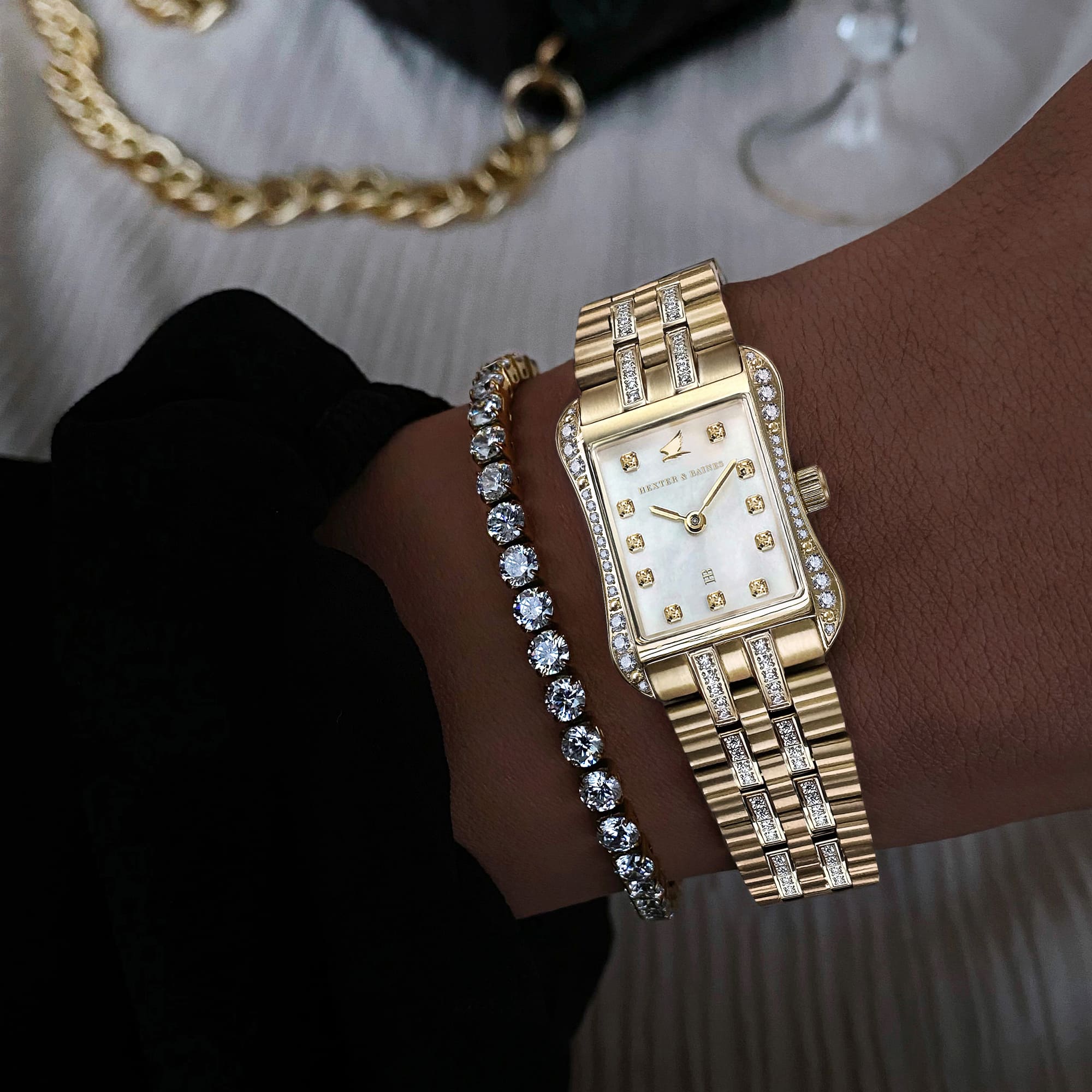 H&B Cronvas Duo Pavé, Gold & Pearl - 5
