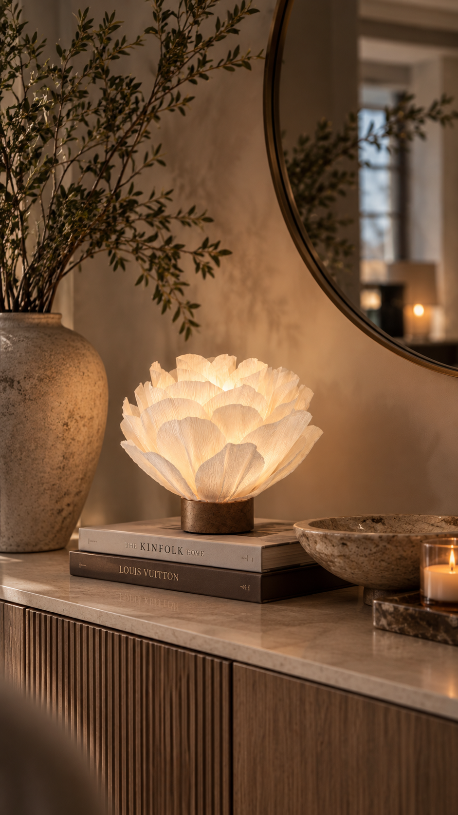Lisa bordslampa - Papper/Trä - Lampa - Lotus - Vit