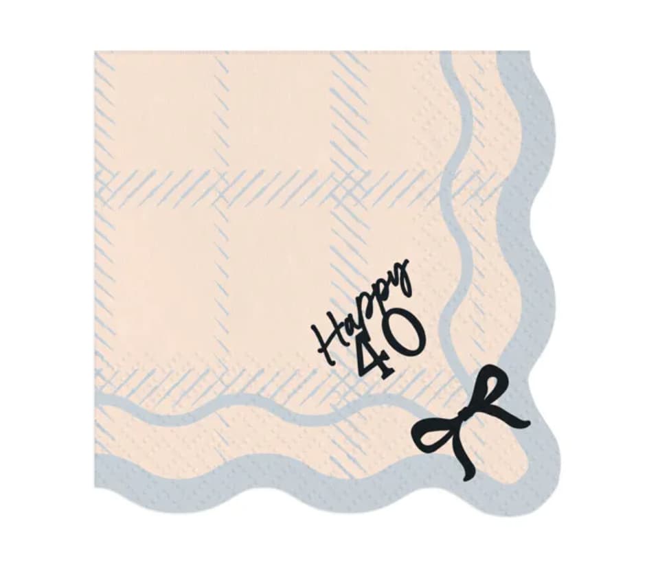 Servetter - Happy 40 år med rosett
