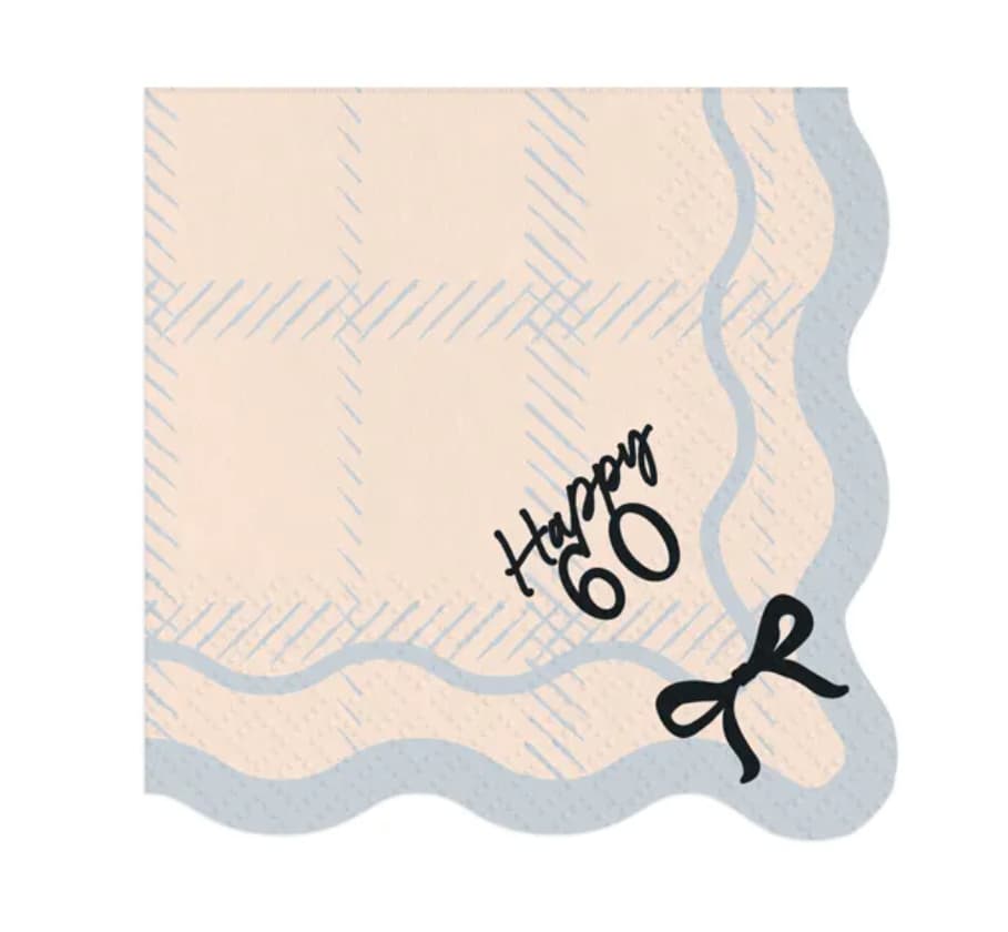 Servetter - Happy 60 år med rosett