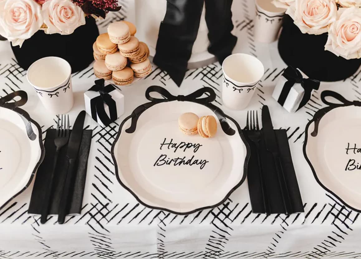 Papperstallrikar - "Happy Birthday" - Rosett -1