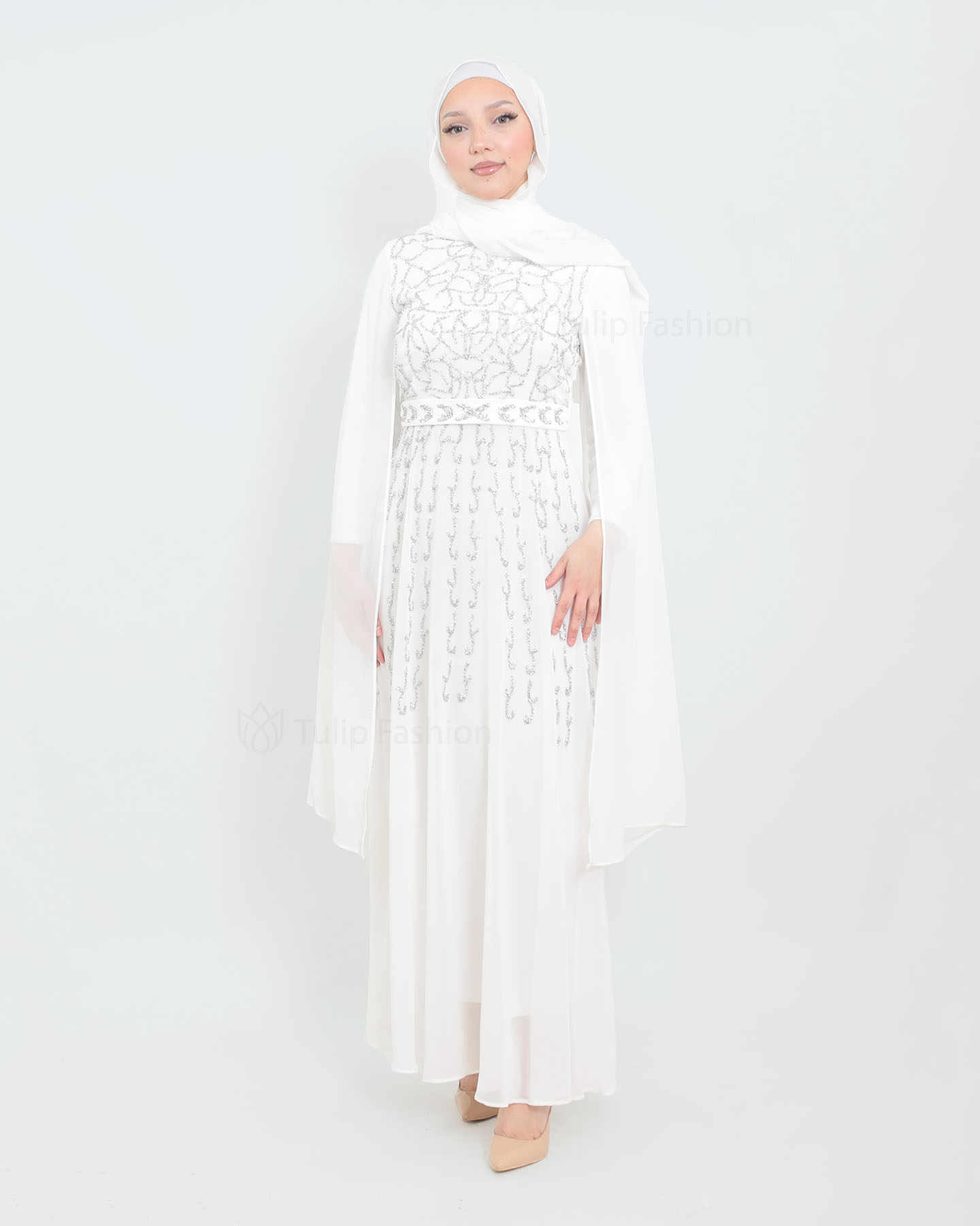 Maxi Dress - Chiffon - White - 2