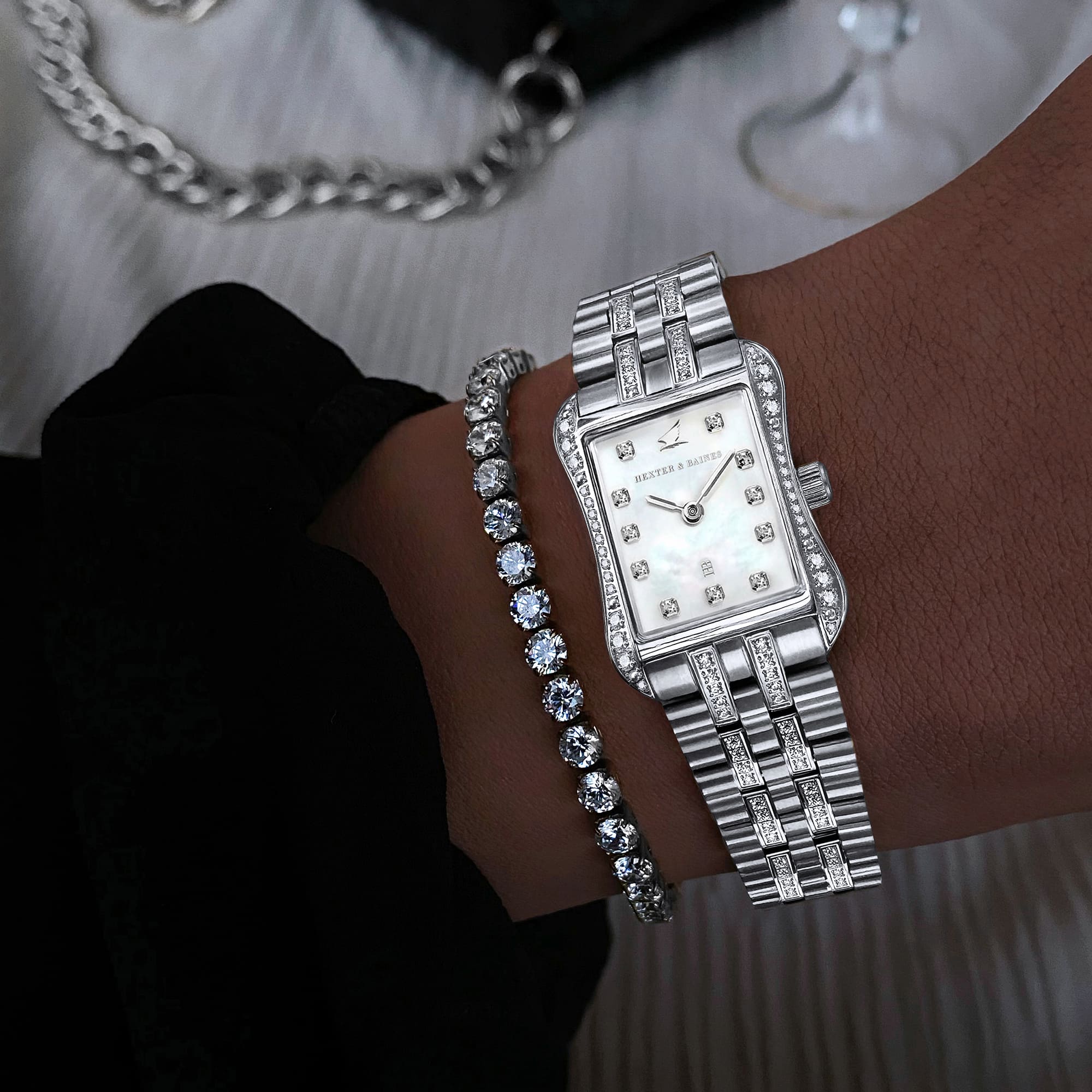 H&B Cronvas Duo Pavé, Silver & Pearl - 9