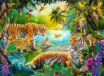 Tiger Family in the Oasis, 500 Bitar Ravensburger