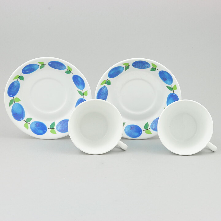 スティグ・リンドベリ Prunusシリーズ  コーヒーカップ＆ソーサー  1962年  9cm  2セット (4)