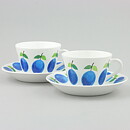 Stig Lindberg (Prunus 1962) Two Coffee Cups with Plum Decor 9 cm (4)