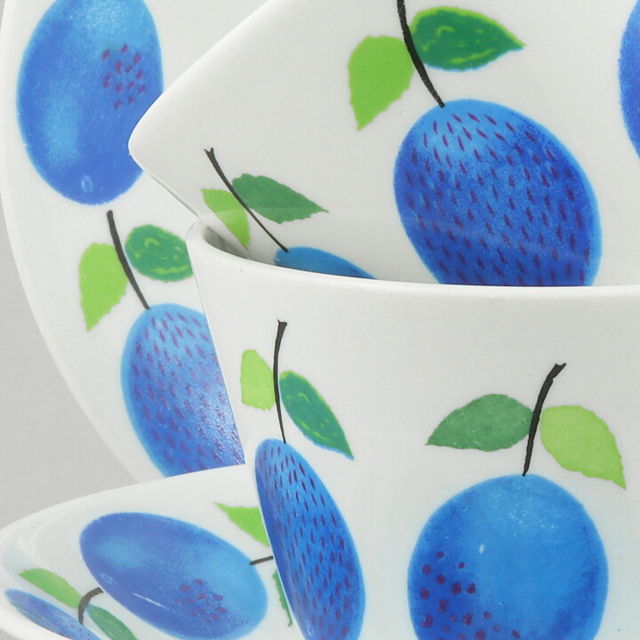 Stig Lindberg (Prunus 1962) Two Coffee Cups with Plum Decor 9 cm (4)