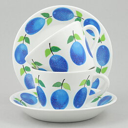 Stig Lindberg (Prunus 1962) Two Coffee Cups with Plum Decor 9 cm (4)