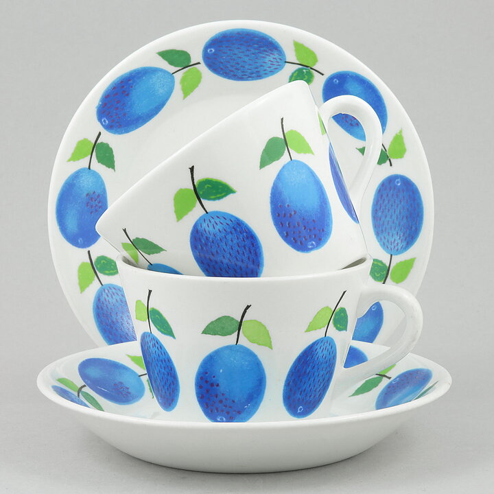 Stig Lindberg (Prunus 1962) Two Coffee Cups with Plum Decor 9 cm (4)