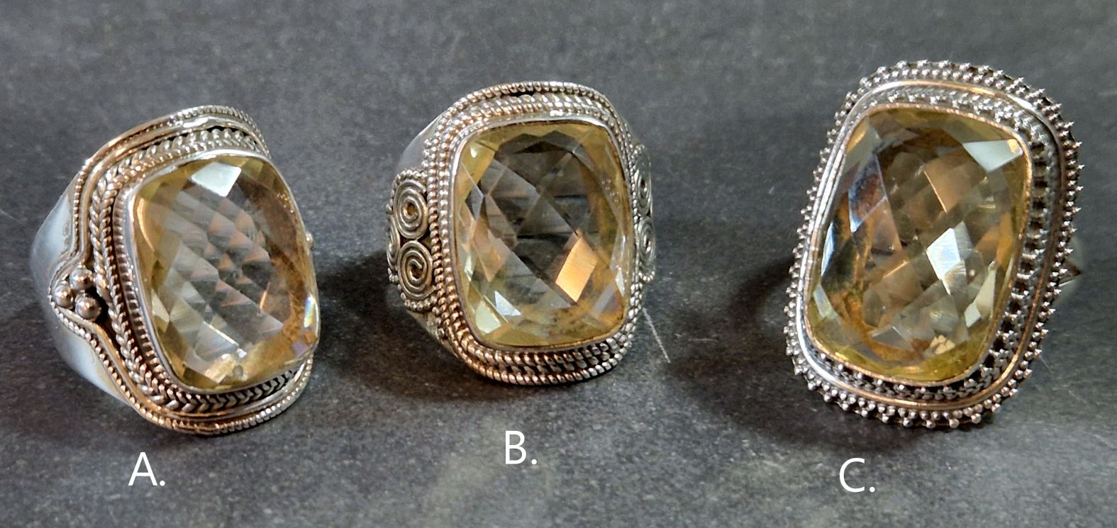 Filigran Ring Silver - Citrin Cabochon - 3 sorter