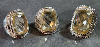 Filigran Ring Silver - Citrin Cabochon - 3 sorter