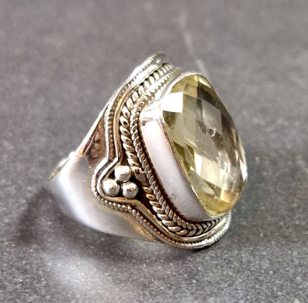 Filigran Ring Silver - Citrin Cabochon - 3 sorter - 2