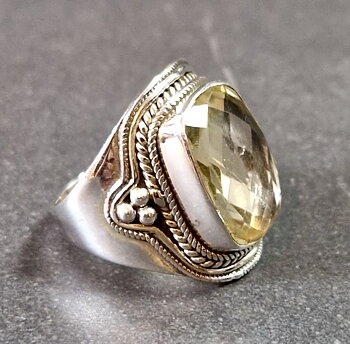 Filigran Ring Silver - Citrin Cabochon - 3 sorter