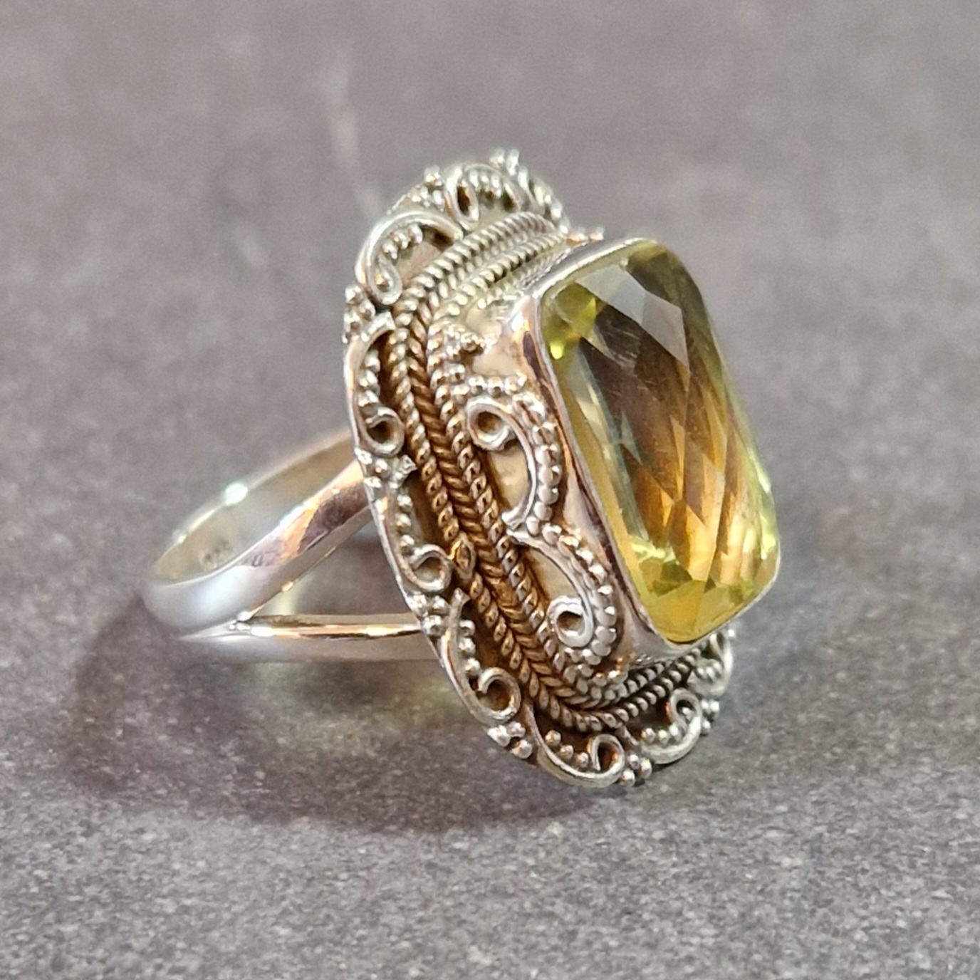 Filigran Ring Silver - Citrin Cabochon - 4 sorter - 3