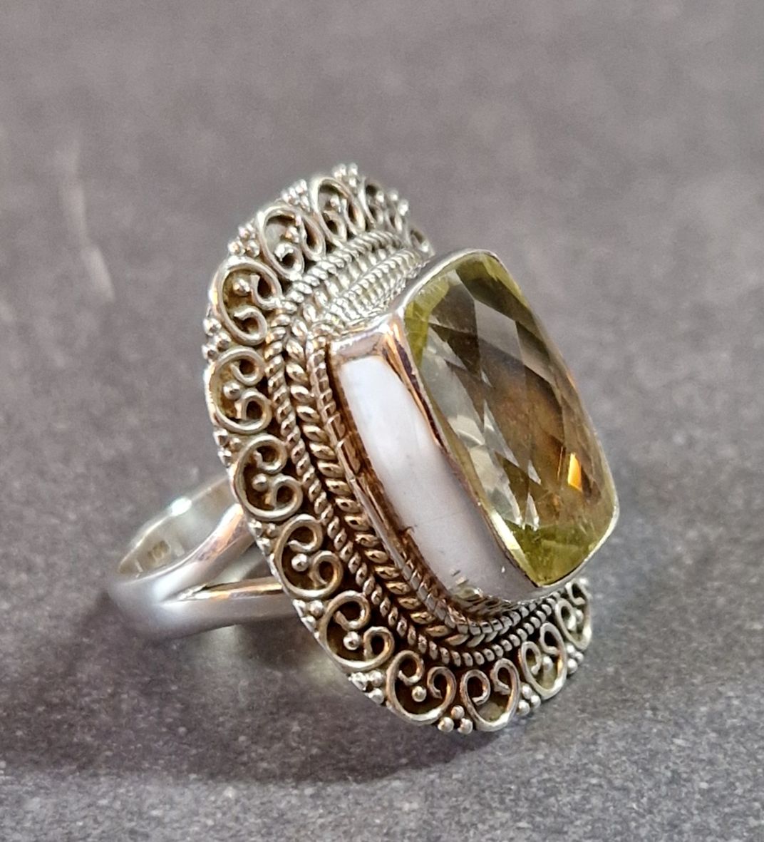 Filigran Ring Silver - Citrin Cabochon - 4 sorter - 5