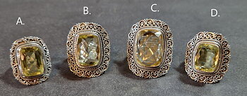 Filigran Ring Silver - Citrin Cabochon - 4 sorter