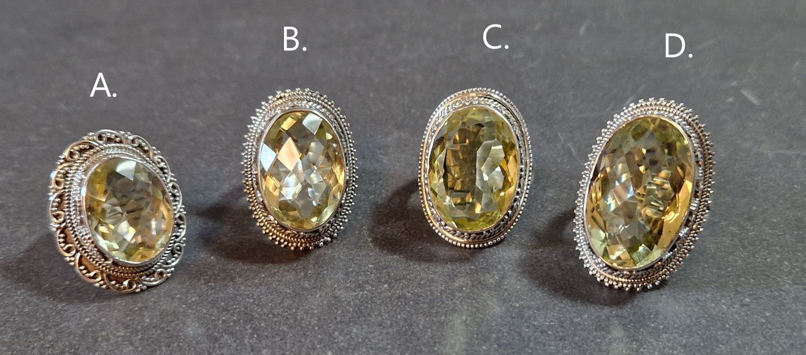 Filigran Ring Silver - Citrin Cabochon - 4 sorter