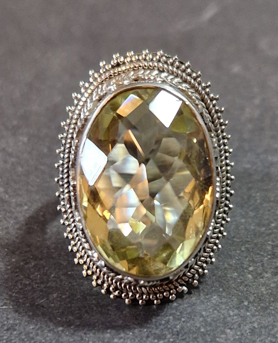 Filigran Ring Silver - Citrin Cabochon - 4 sorter - 4