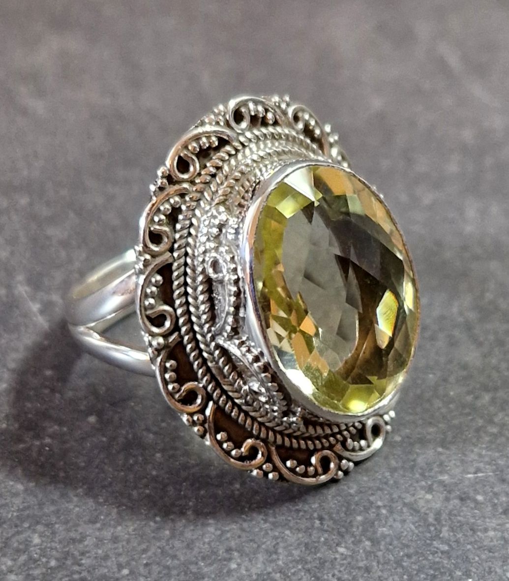 Filigran Ring Silver - Citrin Cabochon - 4 sorter - 3