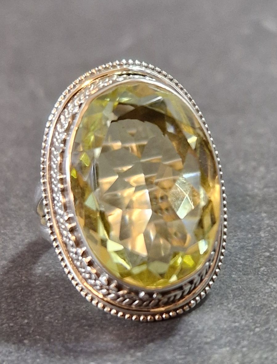 Filigran Ring Silver - Citrin Cabochon - 4 sorter - 6