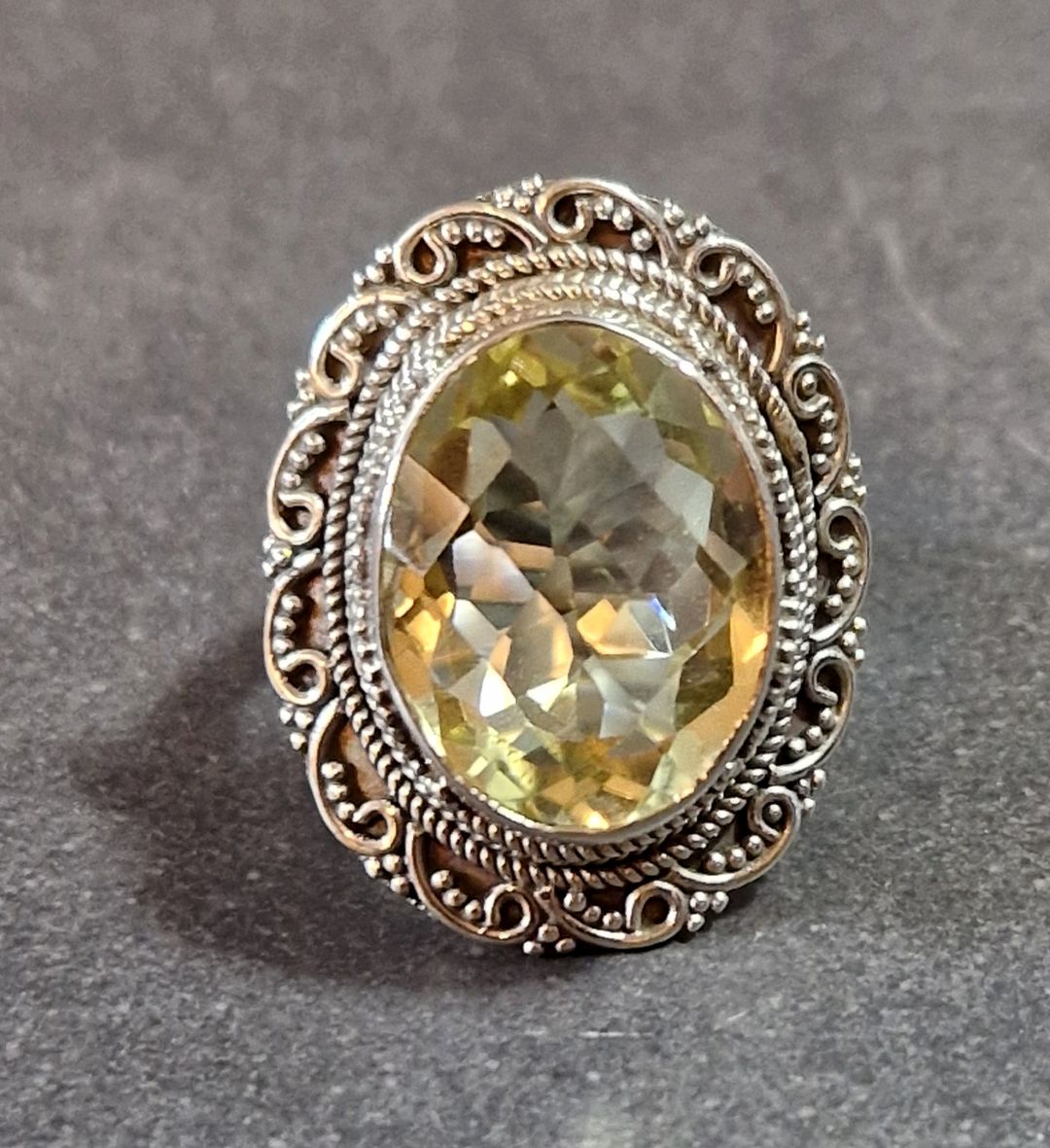 Filigran Ring Silver - Citrin Cabochon - 4 sorter - 2