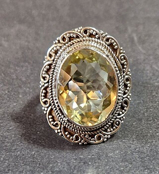 Filigran Ring Silver - Citrin Cabochon - 4 sorter