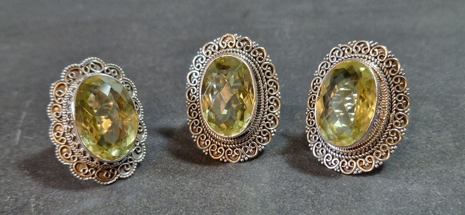 Filigran Ring Silver - Citrin Cabochon - 3 sorter