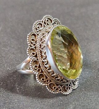 Filigran Ring Silver - Citrin Cabochon - 3 sorter