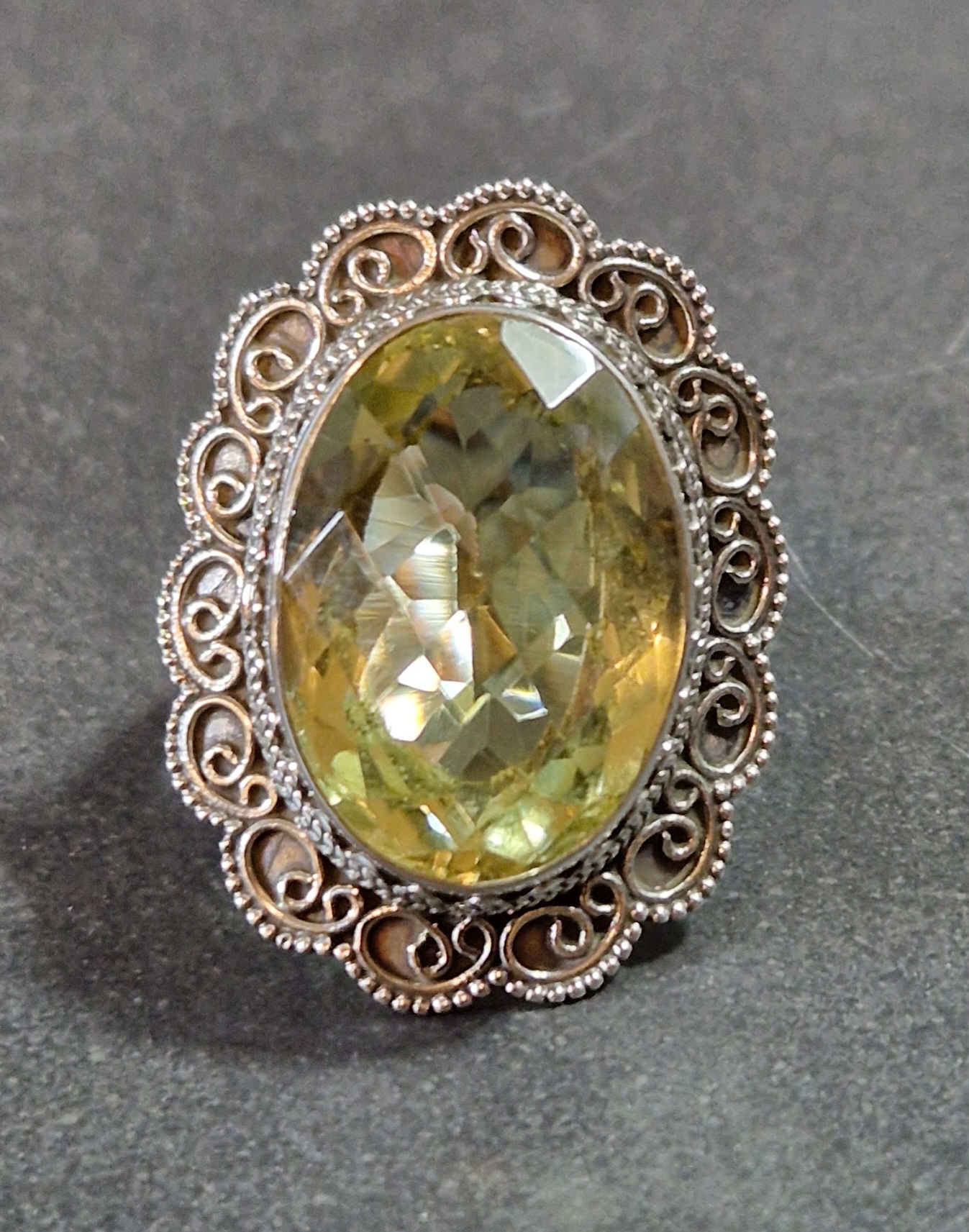 Filigran Ring Silver - Citrin Cabochon - 3 sorter - 3