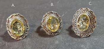 Filigran Ring Silver - Citrin Cabochon - 3 sorter