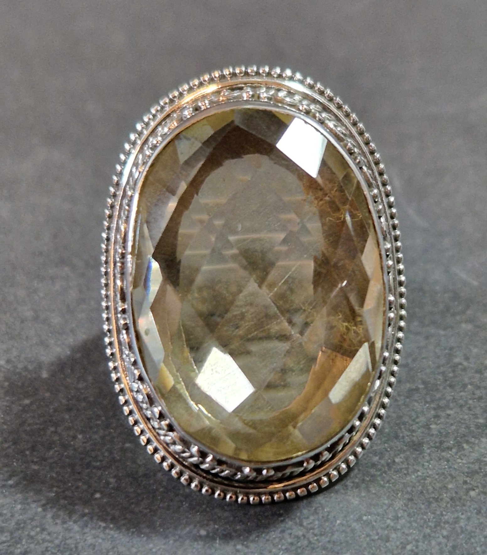 Filigran Ring Silver - Citrin Cabochon - 4 sorter - 9