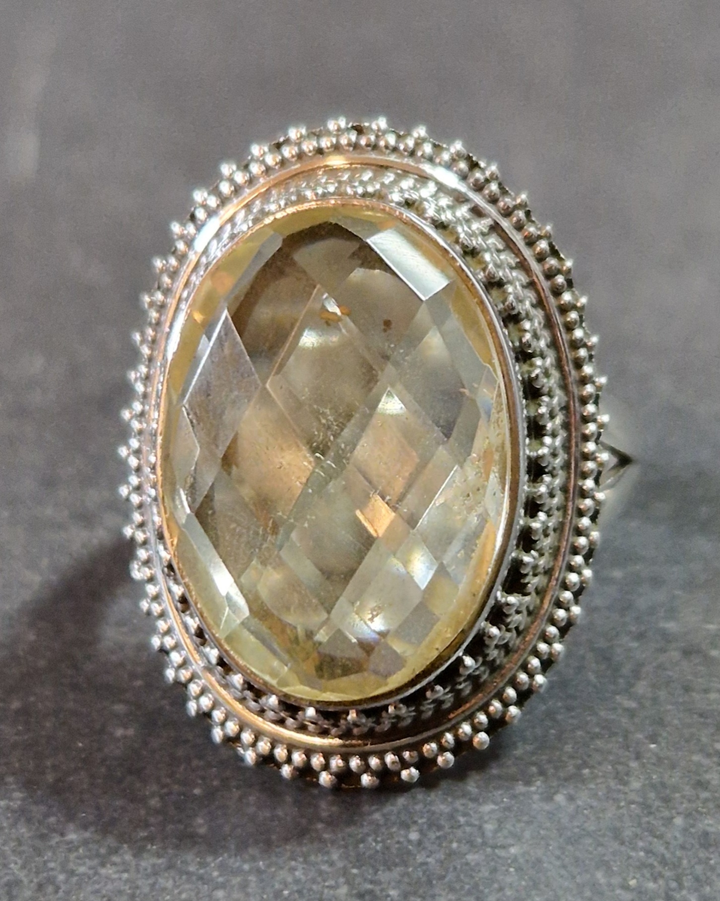 Filigran Ring Silver - Citrin Cabochon - 4 sorter - 5