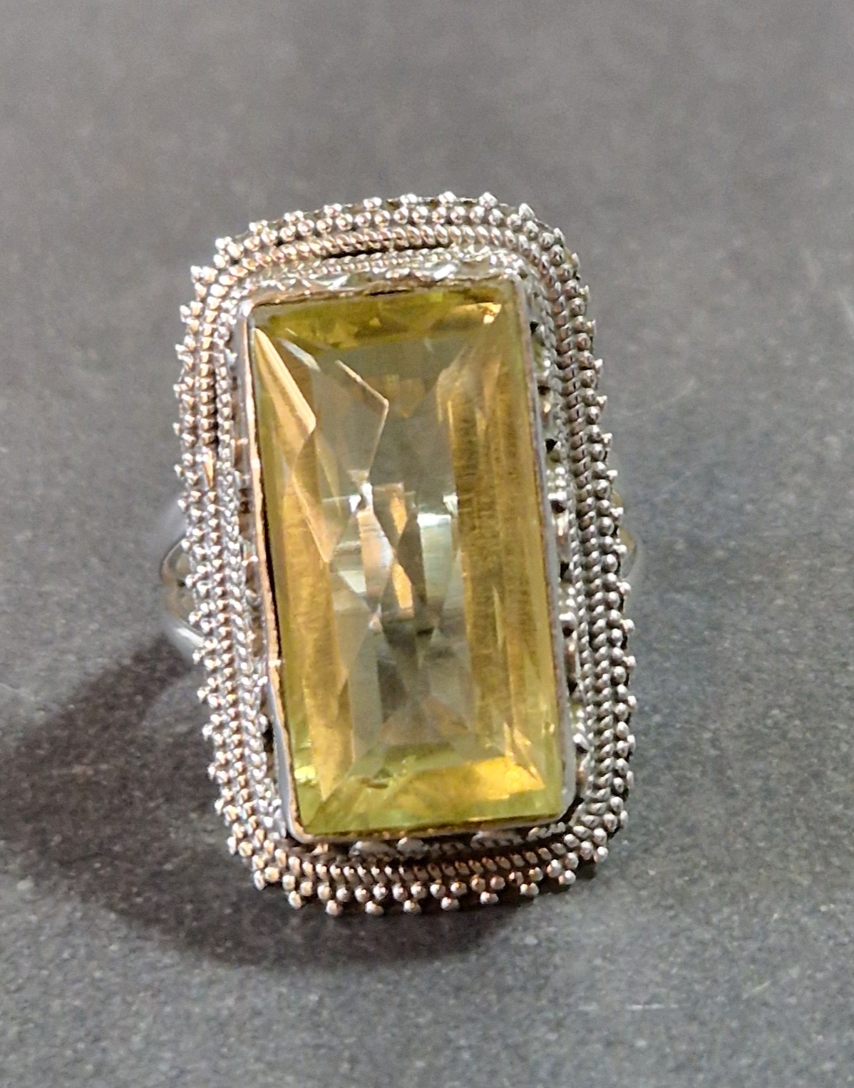 Filigran Ring Silver - Citrin Cabochon - 3 sorter - 3