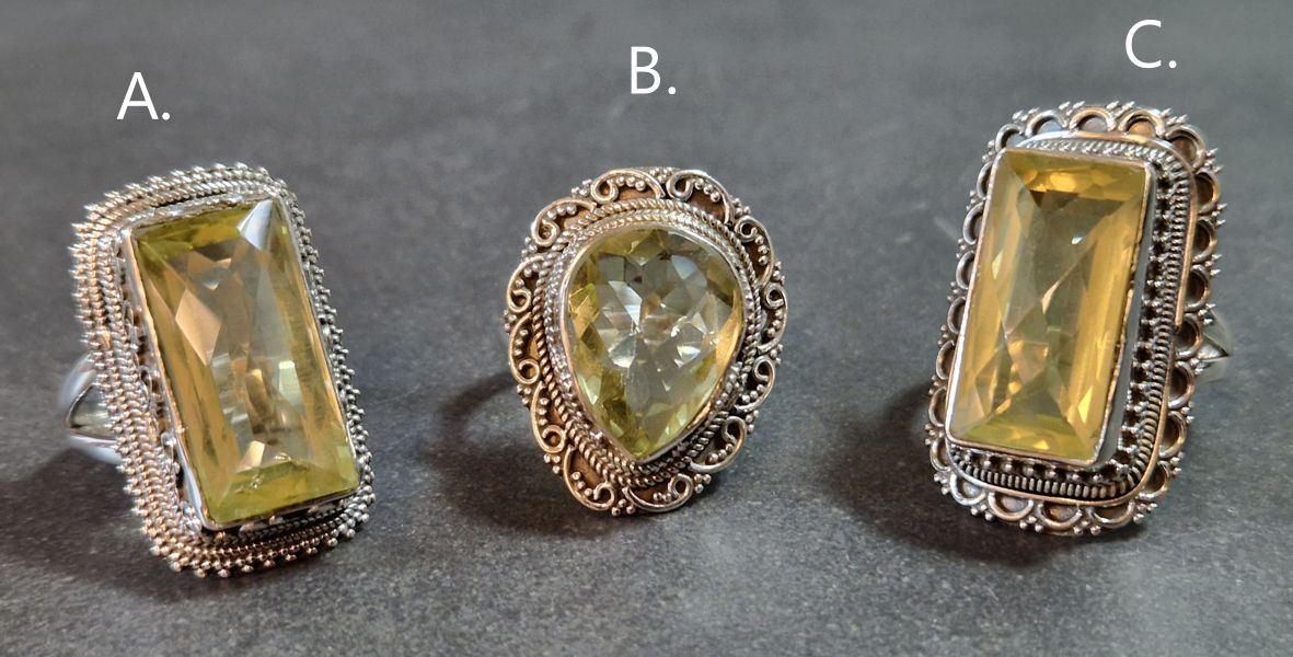 Filigran Ring Silver - Citrin Cabochon - 3 sorter - 2