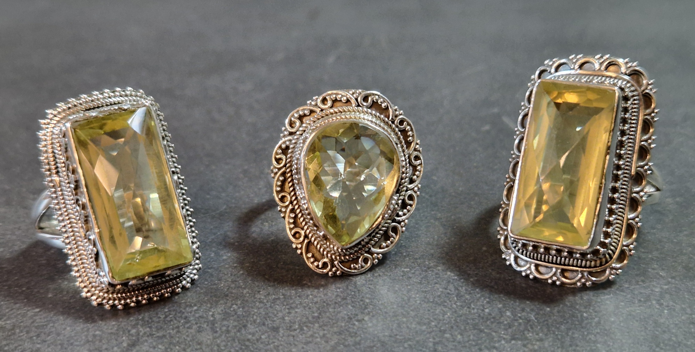 Filigran Ring Silver - Citrin Cabochon - 3 sorter